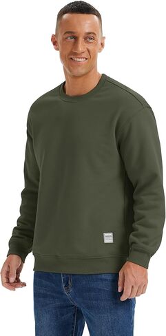 MAGCOMSEN Mens Sherpa Fleece Lined Sweatshirts Winter Thermal for Men Basic Warm Fuzzy Soft Crewneck Cozy Pullover in Saudi Arabia