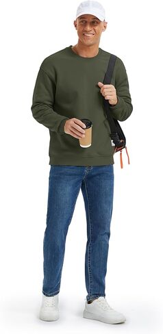 MAGCOMSEN Mens Sherpa Fleece Lined Sweatshirts Winter Thermal for Men Basic Warm Fuzzy Soft Crewneck Cozy Pullover in Saudi Arabia