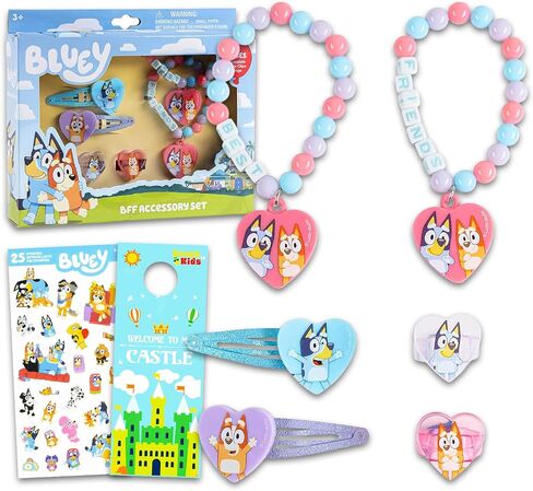 Bluey BFF Accessories - Bundle with 6 Piece Best Friends Accessory Set with Clips, Bracelets, Rings and Stickers | Bluey Jewelry Pack for Girls, Kids in Saudi Arabia