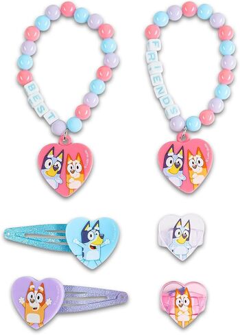 Bluey BFF Accessories - Bundle with 6 Piece Best Friends Accessory Set with Clips, Bracelets, Rings and Stickers | Bluey Jewelry Pack for Girls, Kids in Saudi Arabia