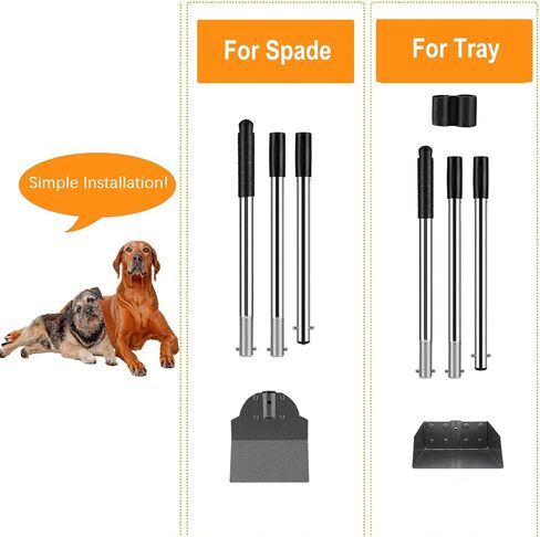 Pooper Scooper, Metal Aluminum Tray and Spade Poop Scoop Set with Adjustable Stainless Steel Long Handle, Pet Waste Removal Heavy Duty Poop Scooper (Small Tray&Spade) in Kuwait