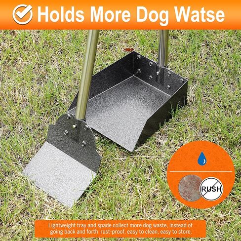 Pooper Scooper, Metal Aluminum Tray and Spade Poop Scoop Set with Adjustable Stainless Steel Long Handle, Pet Waste Removal Heavy Duty Poop Scooper (Small Tray&Spade) in Kuwait