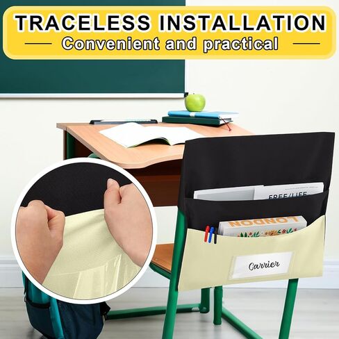 16 PCS CLASSHOM CHAIR MOICTS 18 × 19 بوصة الأكياس المزدوجة جيوب كرسي للفصول الدراسية جيب تخزين المقعد الخلفي من أكياس المقاعد للطالب in Saudi Arabia