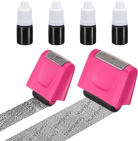 PATIKIL Identity Theft Protection Roller Stamp, 2Pcs 0.7/1.7" Confidential Roller Stamp Privacy ID Police Stamp Roller for Security ID Address with 4Pcs Refills, Light Green in Saudi Arabia