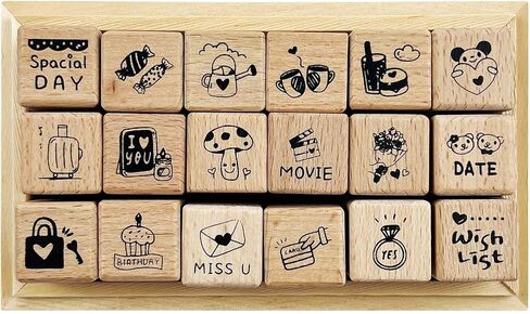 25pcs Mood Expression Wooden Rubber Stamps Kit, Cute Small Emoticon Theme Stamps for Decorative Diary Planner DIY Craft Scrapbook Card Making Letters Journal in Kuwait