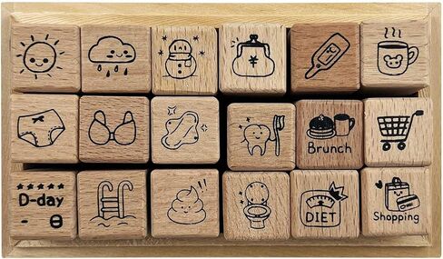 25pcs Mood Expression Wooden Rubber Stamps Kit, Cute Small Emoticon Theme Stamps for Decorative Diary Planner DIY Craft Scrapbook Card Making Letters Journal in Kuwait