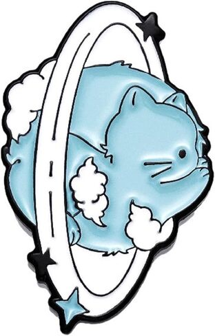Cute Earth Cat Pin for Women Girls Cat Planet Planet Brooch Cartoon Green Earth Enamel Pin Shiny Ocean World Earth Day Pin Animal Brooch Gifts (A) in Saudi Arabia