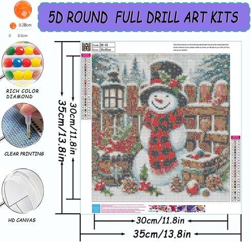 jjbswymt Christmas Diamond Art Kits للبالغين ، مجموعات الطلاء الماس Snowman 5D للمبتدئين للبالغين ، DIY الحفر الكاملة لوحة الماس الجوهرة الفنية والحرف ، ديكور الجدار المنزل 14x14 بوصة in Kuwait