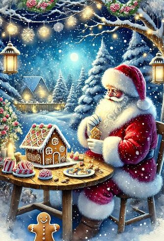 jjbswymt Christmas Diamond Art Kits للبالغين ، مجموعات الطلاء من Santa Claus 5D الماسي للمبتدئين للبالغين ، DIY Full Drill Diamond Painting Gem Art and Hawned Decor in Kuwait