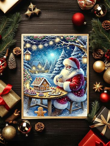 jjbswymt Christmas Diamond Art Kits للبالغين ، مجموعات الطلاء من Santa Claus 5D الماسي للمبتدئين للبالغين ، DIY Full Drill Diamond Painting Gem Art and Hawned Decor in Kuwait