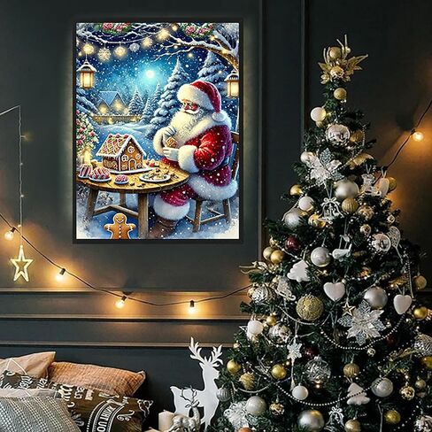 jjbswymt Christmas Diamond Art Kits للبالغين ، مجموعات الطلاء من Santa Claus 5D الماسي للمبتدئين للبالغين ، DIY Full Drill Diamond Painting Gem Art and Hawned Decor in Kuwait