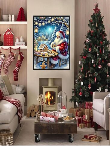 jjbswymt Christmas Diamond Art Kits للبالغين ، مجموعات الطلاء من Santa Claus 5D الماسي للمبتدئين للبالغين ، DIY Full Drill Diamond Painting Gem Art and Hawned Decor in Kuwait