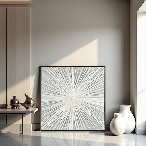Handmade Fabric Framed Wall Art, Large 3D Wall Decor for Living Room Bedroom, Modern Minimalist Decor Artwork 29.5"x29.5" in Saudi Arabia