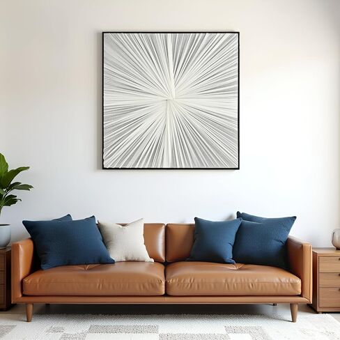 Handmade Fabric Framed Wall Art, Large 3D Wall Decor for Living Room Bedroom, Modern Minimalist Decor Artwork 29.5"x29.5" in Saudi Arabia