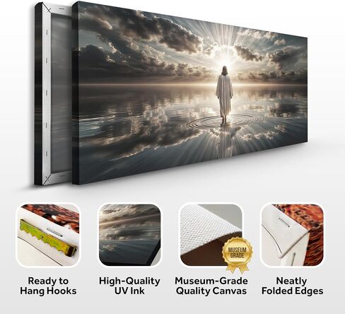 TAILORED CANVASES Jesus Walking on Water Canvas – Christian Wall Art, Jesus Canvas Wall Art, Jesus Pictures for Wall, Christian Decor, Jesus Poster, Jesus Art, Christian Wall Decor Print - 18x36 in Saudi Arabia