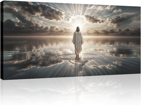 TAILORED CANVASES Jesus Walking on Water Canvas – Christian Wall Art, Jesus Canvas Wall Art, Jesus Pictures for Wall, Christian Decor, Jesus Poster, Jesus Art, Christian Wall Decor Print - 18x36 in Saudi Arabia