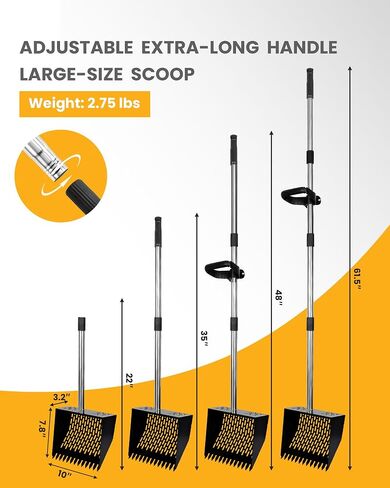 مغرفة أنبوب الدجاج و Rake 2-in-1 مع قبضة مريحة ، طول قابل للتعديل (22 "–61.5") ، مجرفة غربلة معدنية مع ثقوب لتنظيف الدجاج ، السماد متعدد الوظائف in Kuwait