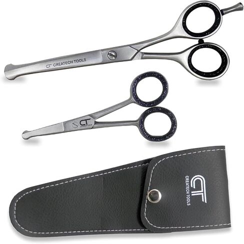 CT Pet Cat Dog Grooming Scissors Kit - 6 & 4 inch Hair Cutting Scissors Set, Japanese Stainless Steel Curved Blades with Safety Round Tips for Your Beloved Pets in Saudi Arabia