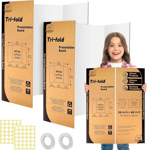 2 Pack Trifold Poster Board 48 "× 36" ، لوحات الملصقات البيضاء ذات الوجهين الواحد ، ألواح ألواح عرض ملصقات للعلوم للتصاعد ، المطبوعات ، الفن ، العرض ، لوازم الفصول الدراسية للمشاريع in Saudi Arabia