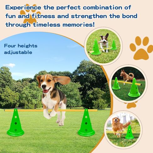 Dog Agility Hurdle Cone Set Dog Agility Course Backyard Set Include 12 Agility Cones 6 Agility Rods Dog Agility Training Equipment Height Adjustable Obstacle with Storage Bag in Saudi Arabia