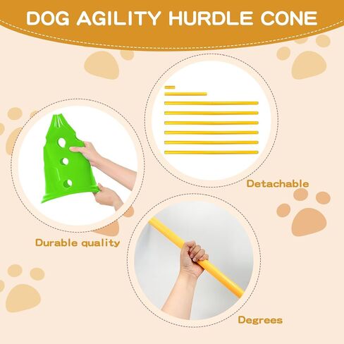 Dog Agility Hurdle Cone Set Dog Agility Course Backyard Set Include 12 Agility Cones 6 Agility Rods Dog Agility Training Equipment Height Adjustable Obstacle with Storage Bag in Saudi Arabia