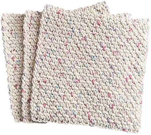 Beige Hand Crochet Home Starcloths ، 7 × 7 بوصات - مجموعة من 3 in Saudi Arabia