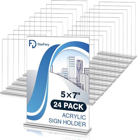 Daofary Acrylic Sign Holder 8.5 x 11 Inches 10 Pack, Double-Sided Stand up Table Top Paper Holder, Store Sign Holders, Plastic Sign Display for Restaurants, Hotels, Office in Kuwait