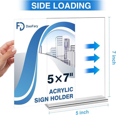 Daofary Acrylic Sign Holder 8.5 x 11 Inches 10 Pack, Double-Sided Stand up Table Top Paper Holder, Store Sign Holders, Plastic Sign Display for Restaurants, Hotels, Office in Kuwait
