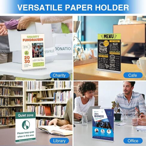 Daofary Acrylic Sign Holder 8.5 x 11 Inches 10 Pack, Double-Sided Stand up Table Top Paper Holder, Store Sign Holders, Plastic Sign Display for Restaurants, Hotels, Office in Kuwait