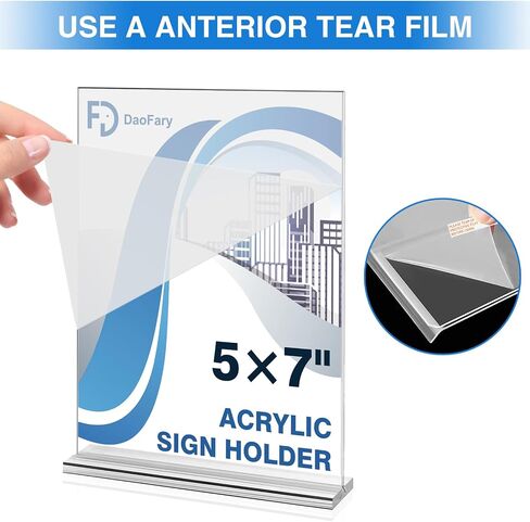 Daofary Acrylic Sign Holder 8.5 x 11 Inches 10 Pack, Double-Sided Stand up Table Top Paper Holder, Store Sign Holders, Plastic Sign Display for Restaurants, Hotels, Office in Kuwait
