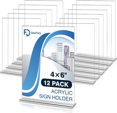 Daofary Acrylic Sign Holder 8.5 x 11 Inches 10 Pack, Double-Sided Stand up Table Top Paper Holder, Store Sign Holders, Plastic Sign Display for Restaurants, Hotels, Office in Kuwait