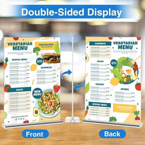 Daofary Acrylic Sign Holder 8.5 x 11 Inches 10 Pack, Double-Sided Stand up Table Top Paper Holder, Store Sign Holders, Plastic Sign Display for Restaurants, Hotels, Office in Kuwait