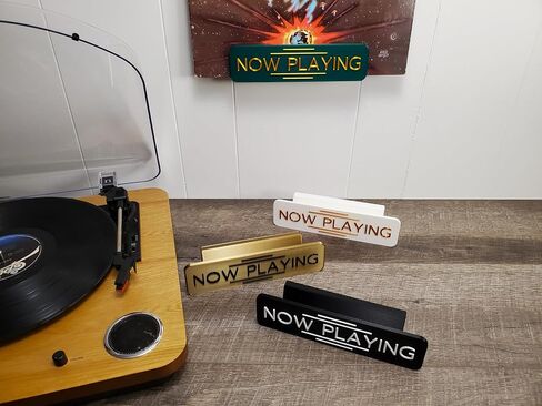 Now Playing Wall Mount Display for Vinyl Records - Retro Holder for Vintage LP Album Sleeves CDs or DVDs - Personalized Media Shelf Stand in Saudi Arabia