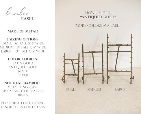 الخيزران Easel 4 خيارات الألوان و 3 خيارات الحجم على طاولة الحامل النمط المعدني ترايبود الذهب الفضي السوداء الجدول السوداء صورة بطاقة الطبق لوحة الطبق لوحة مكتب تقويم سطح المكتب (الذهب القديم ، صغير 6 "x3") in Saudi Arabia