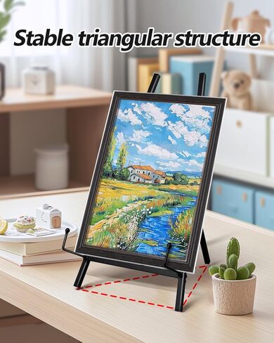 16.5" Adjustable Metal Display Easel Stand with Chain, Tabletop Art Easel for Picture Frame, Canvas, Wedding Sign, Photo & Poster Holder, Modern Metal Tripod (Gold) in Saudi Arabia