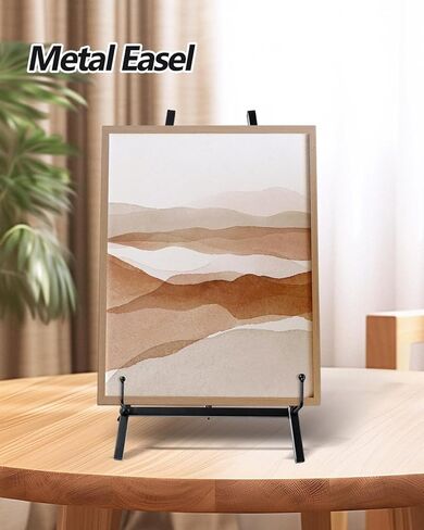 16.5" Adjustable Metal Display Easel Stand with Chain, Tabletop Art Easel for Picture Frame, Canvas, Wedding Sign, Photo & Poster Holder, Modern Metal Tripod (Gold) in Saudi Arabia