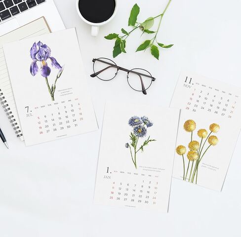 2026 Botanical Calendar Gift Box – Watercolor Floral Desk Calendar with Wooden Easel, Floral Notebook, Inspirational Pen – Made in USA – Holiday New Year Gifts for Women, Nature & Flower Lovers in Kuwait