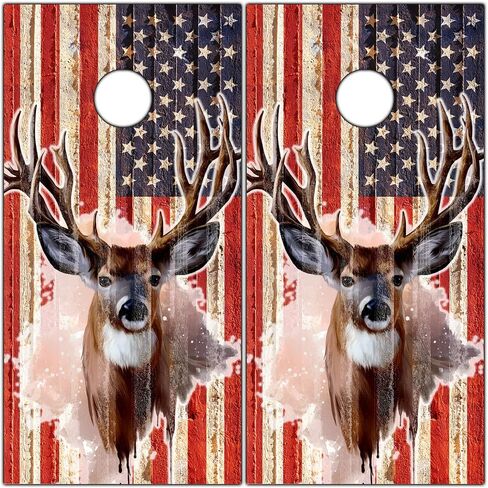Cornhole Wraps for Boards Vinyl Decals (Set of 2) Deer and American Flag - 25+ Designs Corn Hole Cornhole Wraps Stickers Cornhole Skins Cornhole Wraps for Boards (Boards Not Included) in Saudi Arabia