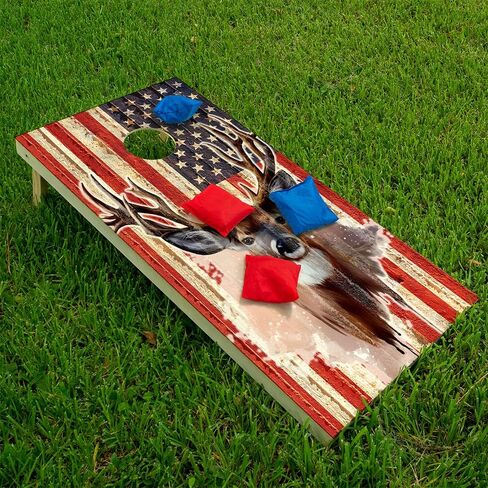 Cornhole Wraps for Boards Vinyl Decals (Set of 2) Deer and American Flag - 25+ Designs Corn Hole Cornhole Wraps Stickers Cornhole Skins Cornhole Wraps for Boards (Boards Not Included) in Saudi Arabia
