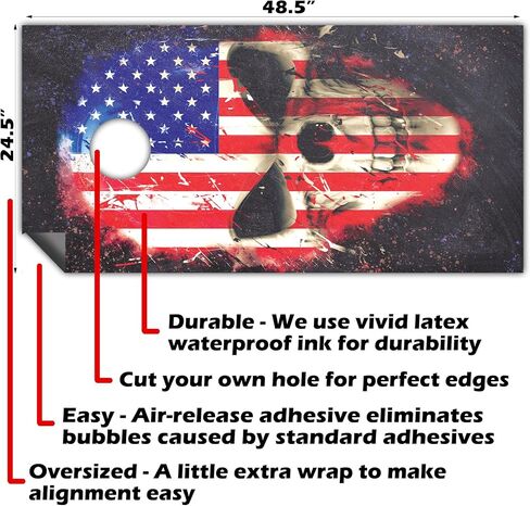 ملفات Cornhole للوحات شارات الفينيل (مجموعة من 2) جمجمة وطنية American Flag Art Art Corn Hole Beal Bag This Troam Skins Cornhole Cornhole Wraps للوحات (الألواح غير المدرجة) (جمجمة العلم) in Saudi Arabia