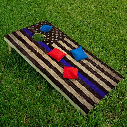 Cornhole Wraps for Boards Vinyl Decals (Set of 2) Lake Life - 25+ Designs Corn Hole Cornhole Wraps Stickers Cornhole Skins Cornhole Wraps for Boards (Boards Not Included) (Police Support Flag) in Saudi Arabia