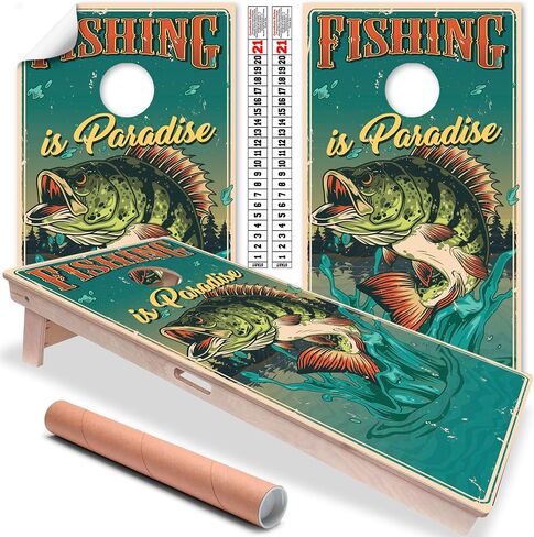 Cornhole Wraps for Boards Vinyl Decals (Set of 2) Bass Fishing - 25+ Designs Corn Hole Bean Bag Toss Cornhole Wraps Stickers Cornhole Skins Cornhole Wraps for Boards (Boards Not Included) in Saudi Arabia