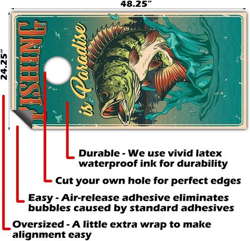 Cornhole Wraps for Boards Vinyl Decals (Set of 2) Bass Fishing - 25+ Designs Corn Hole Bean Bag Toss Cornhole Wraps Stickers Cornhole Skins Cornhole Wraps for Boards (Boards Not Included) in Saudi Arabia