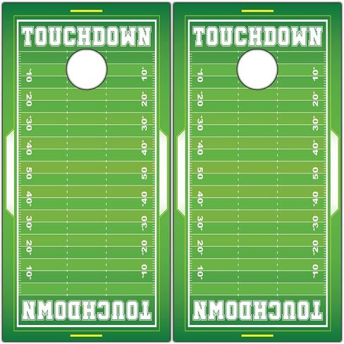 Set of 2 Cornhole Wraps for Boards Vinyl Decals - Tailgaiting Designs Corn Hole Bean Bag Toss Cornhole Wraps Stickers Cornhole Skins Cornhole Wraps for Boards (Boards Not Included) (Football Field) in Saudi Arabia