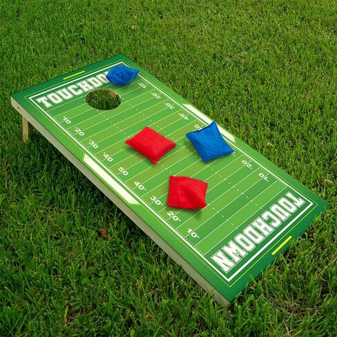 Set of 2 Cornhole Wraps for Boards Vinyl Decals - Tailgaiting Designs Corn Hole Bean Bag Toss Cornhole Wraps Stickers Cornhole Skins Cornhole Wraps for Boards (Boards Not Included) (Football Field) in Saudi Arabia
