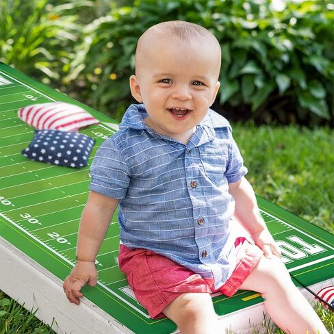Set of 2 Cornhole Wraps for Boards Vinyl Decals - Tailgaiting Designs Corn Hole Bean Bag Toss Cornhole Wraps Stickers Cornhole Skins Cornhole Wraps for Boards (Boards Not Included) (Football Field) in Saudi Arabia