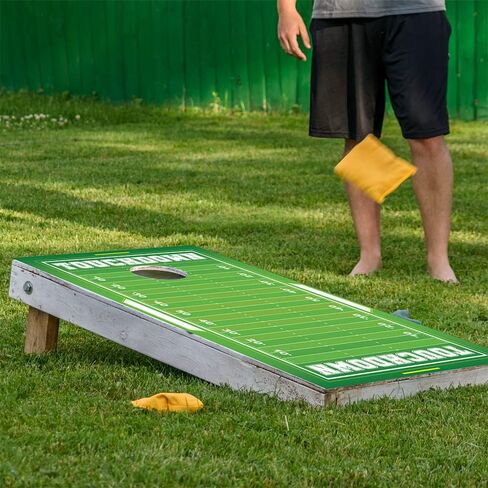 Set of 2 Cornhole Wraps for Boards Vinyl Decals - Tailgaiting Designs Corn Hole Bean Bag Toss Cornhole Wraps Stickers Cornhole Skins Cornhole Wraps for Boards (Boards Not Included) (Football Field) in Saudi Arabia