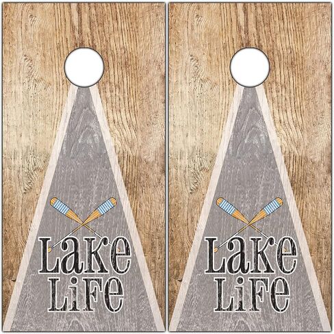 Cornhole Board Wraps and Decals Cornhole Wraps for Boards Set of 2 Corn Hole Decal, 20+ Designs Professional Vinyl Cornhole Decal for Boards Covers Sticker Cornhole Vinyl Wraps (Lake Life) in Saudi Arabia