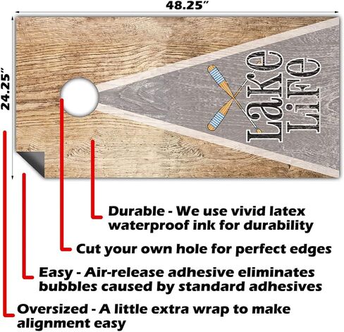 Cornhole Board Wraps and Decals Cornhole Wraps for Boards Set of 2 Corn Hole Decal, 20+ Designs Professional Vinyl Cornhole Decal for Boards Covers Sticker Cornhole Vinyl Wraps (Lake Life) in Saudi Arabia
