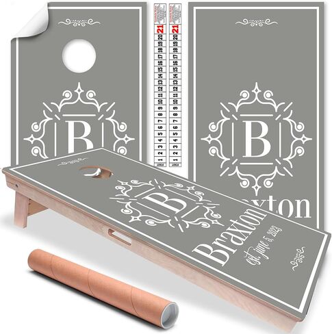 Cornhole Board Wraps and Decals Cornhole Wraps for Boards Set of 2 Corn Hole Decal, Skins Professional Vinyl Cornhole Decal for Boards Covers Sticker Cornhole Vinyl Wraps (Monogram Initial) in Saudi Arabia